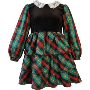 Vtg80s Martha's Too Girls Dress SZ 4 – Holiday Plaid Ruffle Tier Party/Christmas